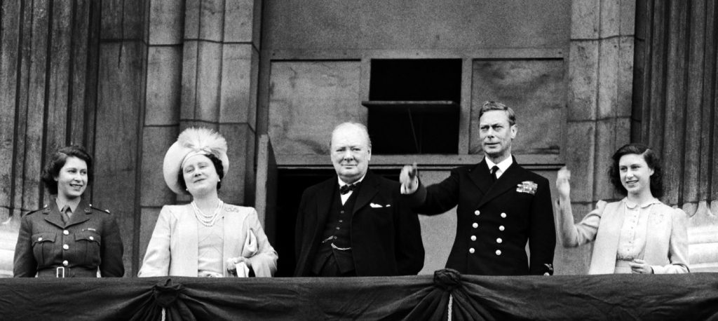 VE Day Celebrations at the Palace, The Royal Family are joined by Winston Churchill - Source: The Home Front, iNostalgia Publishing / MirrorPix