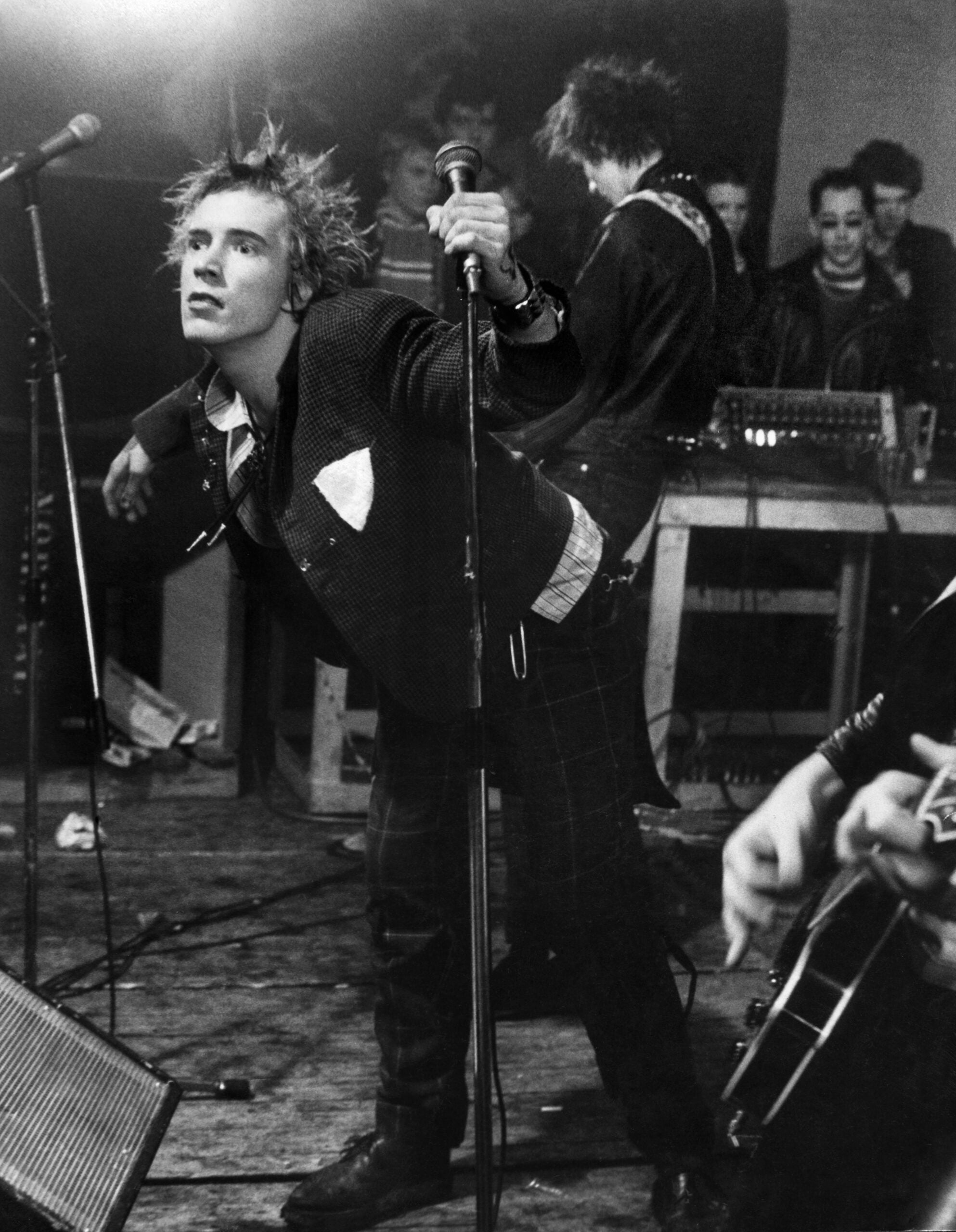 Johnny Rotten of the Sex Pistols who played Manchester’s Free Trade Hall in 1976 - Source: Around Manchester in the 1970s - iNostalgia Publishing / MirrorPix