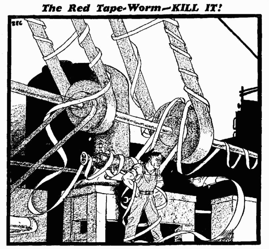 Philip Zec cartoon featuring Lord Beaverbrook taking on red tape - Source: The Home Front: Britain 1939-45, iNostalgia Publishing/Mirrorpix