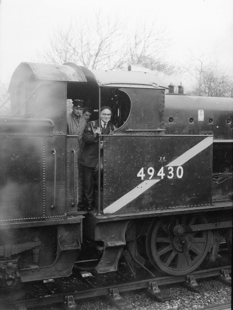 49430 at Aldridge. The diagonal stripe, which was in fact painted yellow, was the final ignominy as it indicated 49430 was prohibited from working over the electrified lines south of Crewe. 