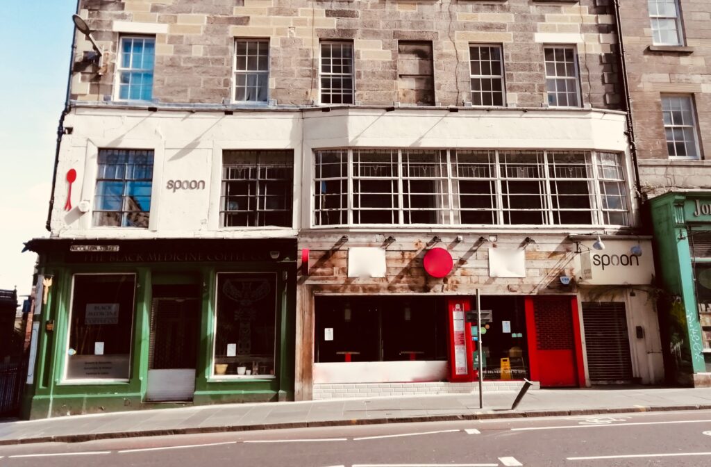 The former 1st floor Nicholson's Cafe now renamed Spoon in Edinburgh where J. K. Rowling wrote the first few chapters of Harry Potter and the Philosopher's Stone