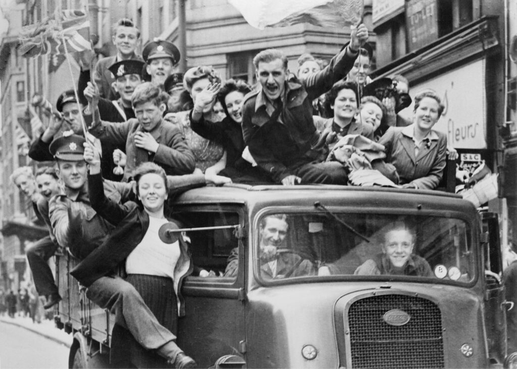 Celebrations in London on 8 May 1945