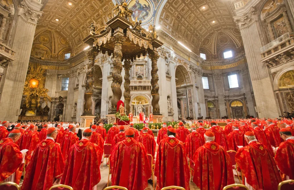 catholic cardinals in mass at st peters basilica
